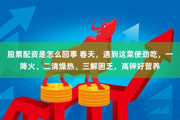 股票配资是怎么回事 春天，遇到这菜使劲吃，一降火、二清燥热、三解困乏，高钾好营养